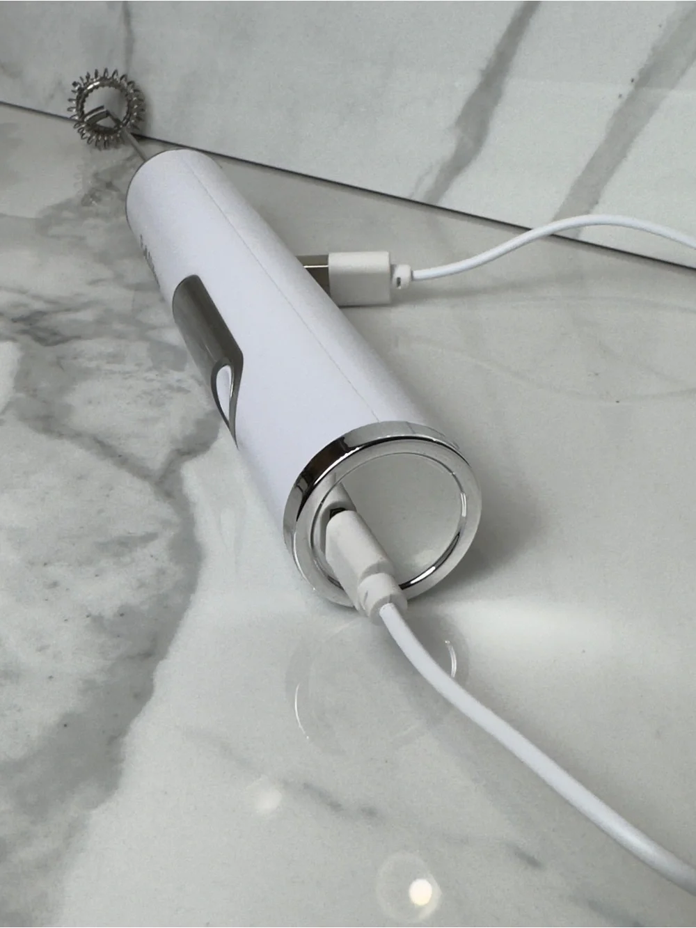 Bella Vita White Milk Frother - Rechargeable Handheld Foam Maker